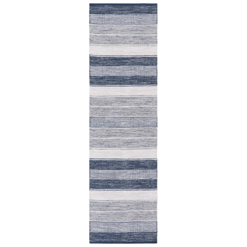 Maury Striped Kilim Flat Weave Cotton Striped Rug, Runner 2'3" x 8'