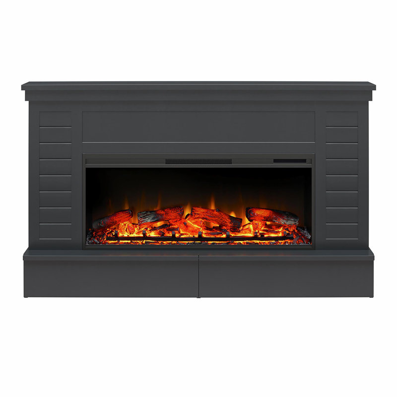 Zinia 64'' W Electric Fireplace with 4600 BTU, Black