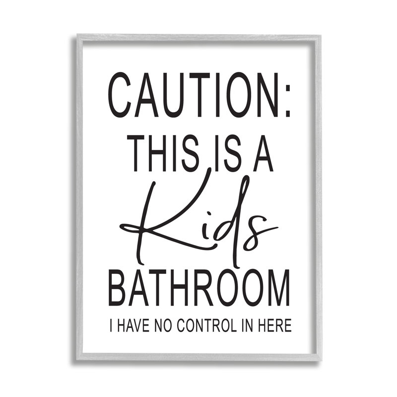 «Kids Bathroom No Control Casual Bathroom», estampe numérique texturée par lettres et lignes, L 11 po x H 14 po