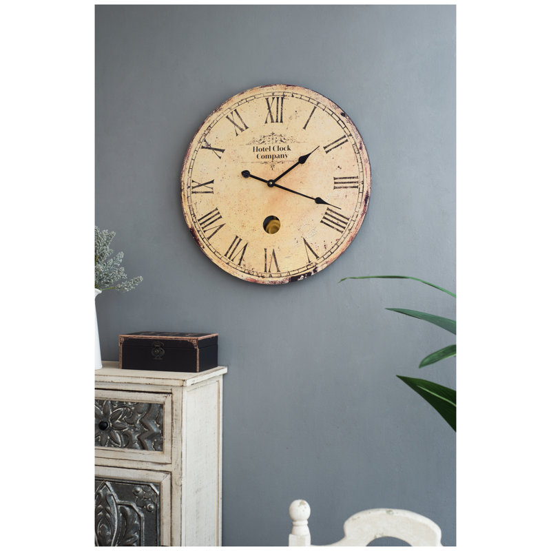 Horloge murale de style rétro 23 po avec pendule en bois aggloméré Dubois pour salon ou bureau