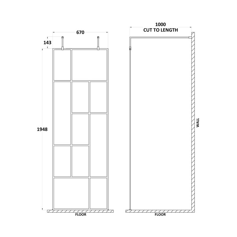 750 mm W Walk In Frameless Wet Room Glass Screens