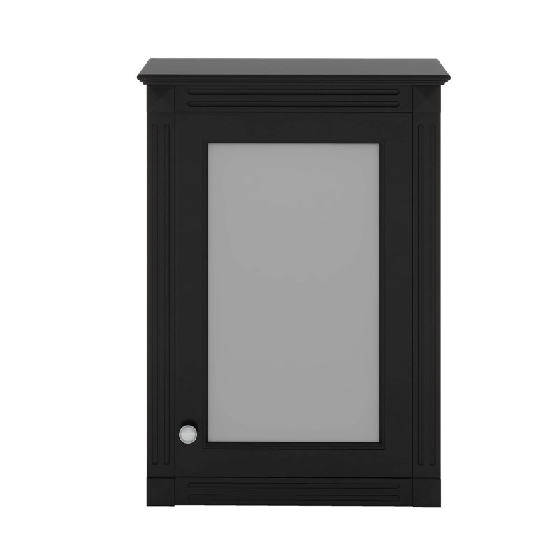 Armoire de salle de bain avec miroir, armoire de rangement murale avec porte miroir et tablette réglable, Noir