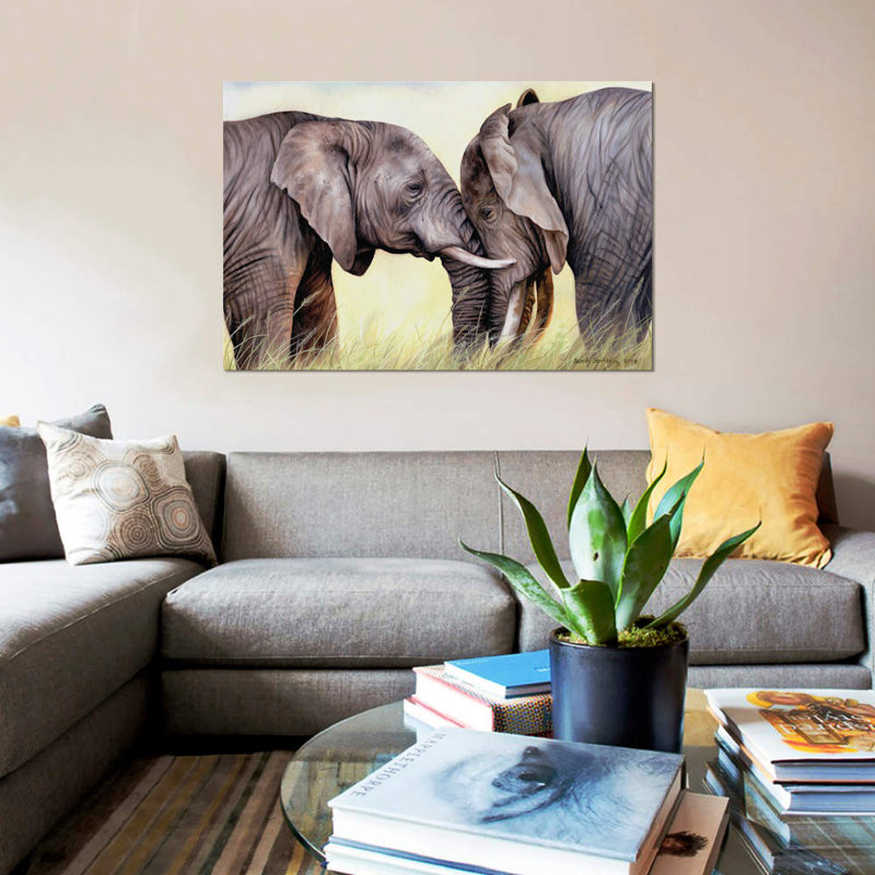 African elephants 1 Piece Wrapped Canvas Painting, 66.04 cm H x 45.72 cm W x 3.175 cm D