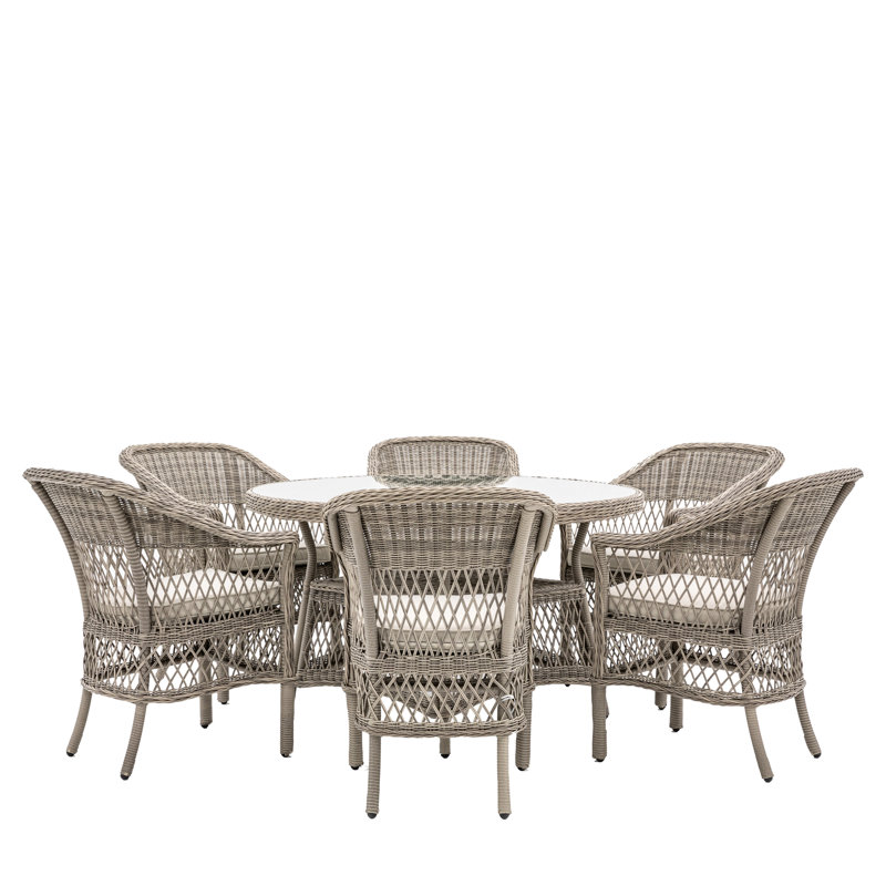 6 - Person Wicker Patio Dining Set with Round Table