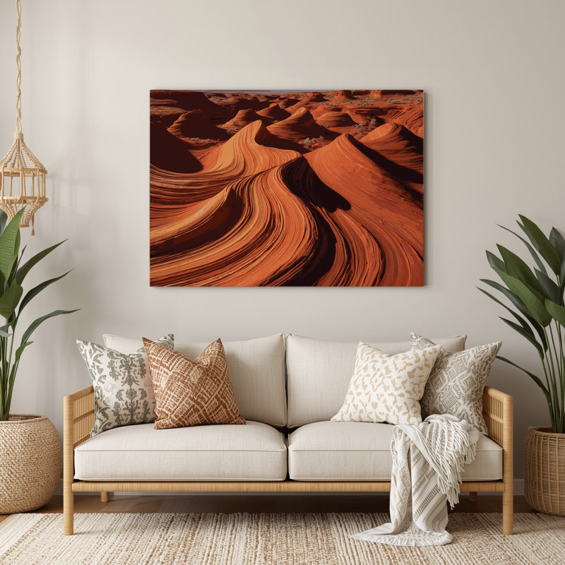 «Southwestern Patterns», argiles rouges, art mural brun en métal 226, H 144 po x l 216 po x P 0,05 po