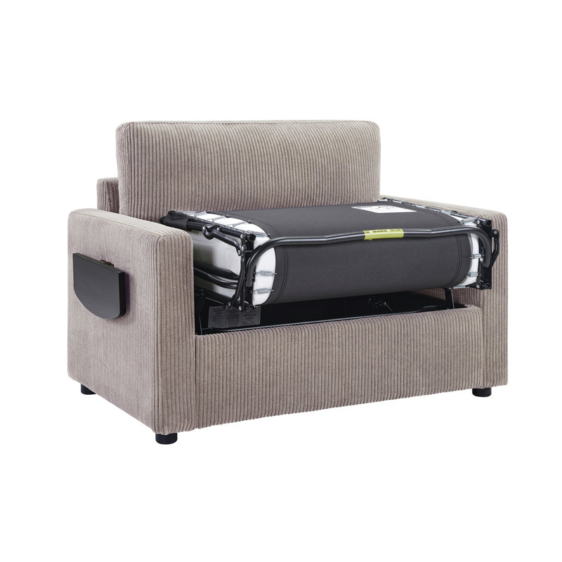 Canapé-lit multifonctionnel avec matelas pliable, table d'appoint pliable, poche de rangement et ports USB pour des espaces de vie confortables
