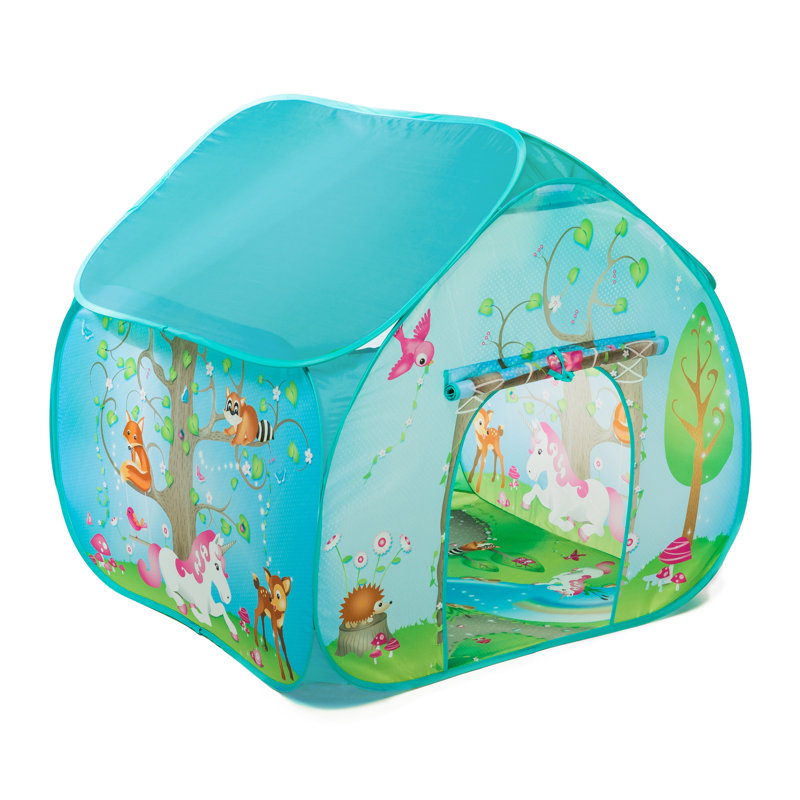 Enchanted Forest Blue Polyester Play Tent with Mat