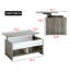 Table basse à plateau relevable avec compartiment caché et tablette inférieure avec barre à air silencieuse et plateau escamotable pour le salon (chêne et blanc)-504109543