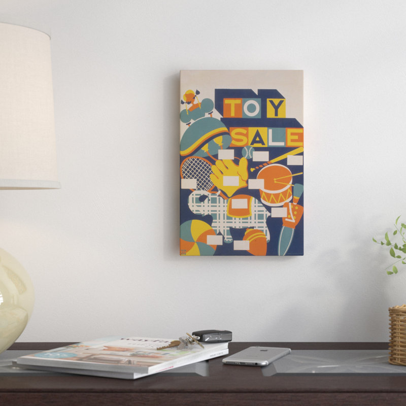 « jouets sale », impression sur toile tendue, H 18 po x l 12 po x P 1,5 po