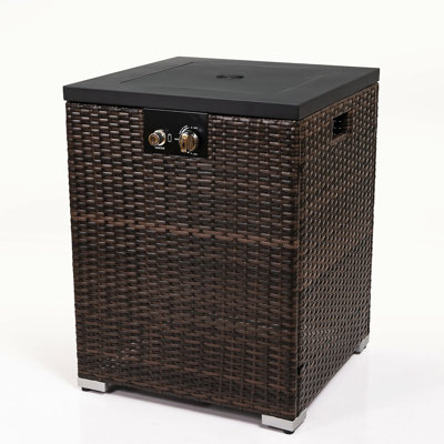 Foyer au propane avec pare-vent en verre, brûleur en acier inoxydable, housse de pluie et foyer de jardin avec couvercle, inclus
