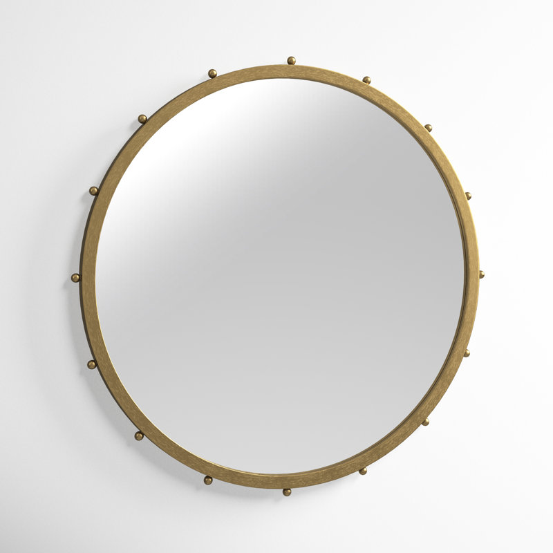 Weston Metal Round Mirror, 37.6" x 37.6", Gold