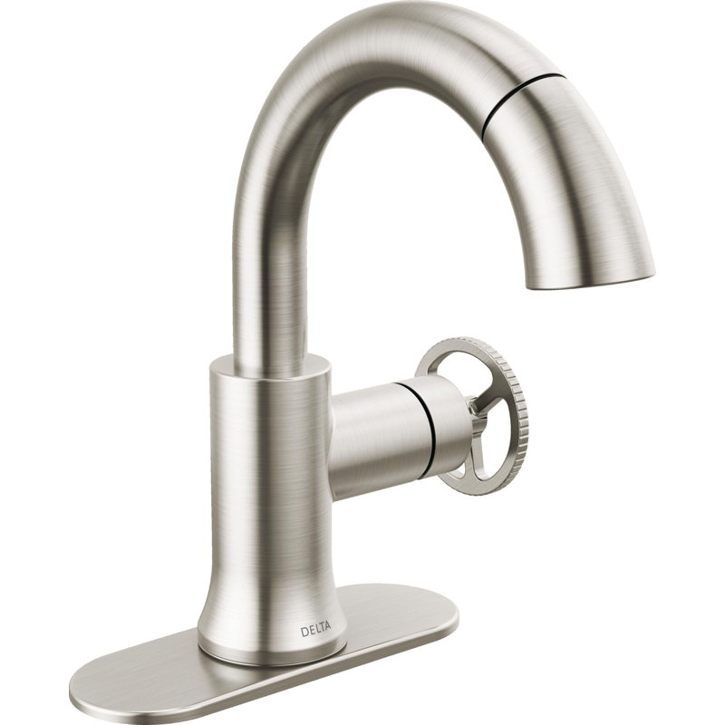 Trinsic Single Hole Pull Out Sprayer Bathroom Faucet, Single Handle Bathroom Sink Faucet, Silver
