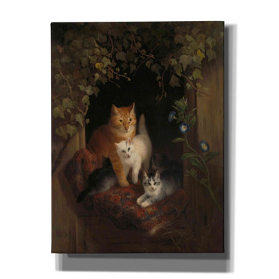 'Cat with Kittens' by Henriette Ronner-Knip, Canvas Wall Art