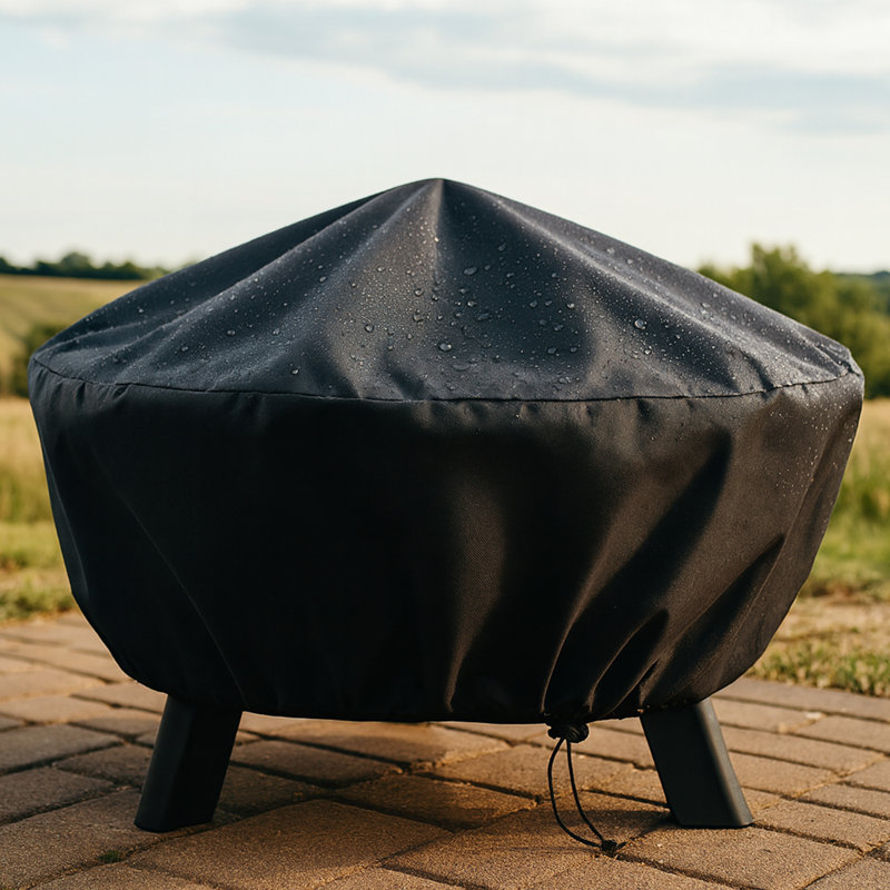 Housse pour foyer d'extérieur ronde avec cordon de serrage Hamilton - 30 po x 12 po - noir, H 12 po x l 30 po x P 30 po, Noir