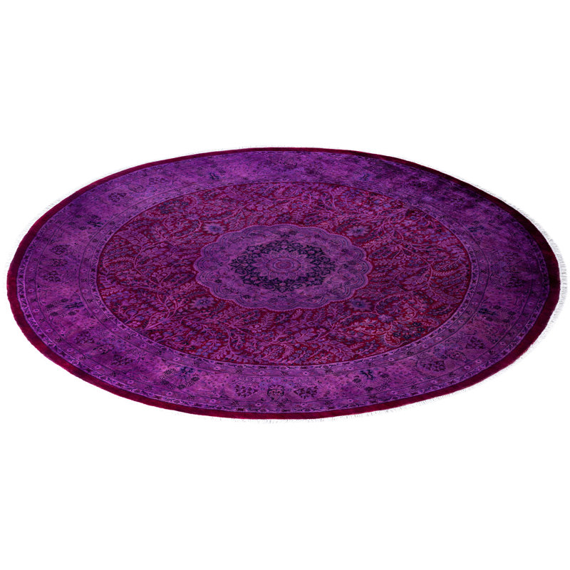 Overdyed Hand-Knotted Wool Modern-Contemporary Purple Area Rug 8' 4" x 8' 4"