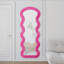 Miroir de plancher en flanelle rose pleine longueur pour suspendre ou contre le mur une chambre à coucher-1920650950