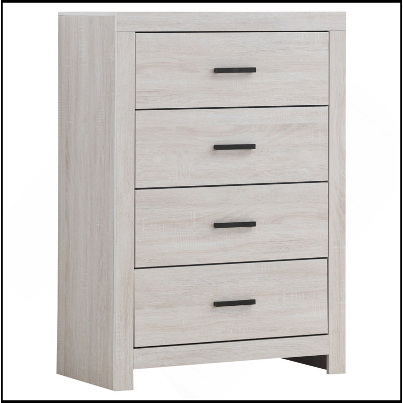 Commode rectangulaire 4 tiroirs Geary, Blanchies