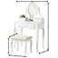 Table de coiffeuse en bois et chaise de maquillage, blanc - 5 tiroirs et miroir ovale réglable pour les articles cosmétiques
