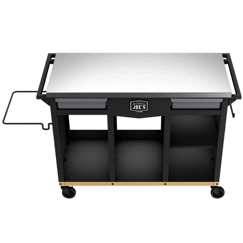 Oklahoma Joe's Black Steel Prep and Storage Cart with Wheels