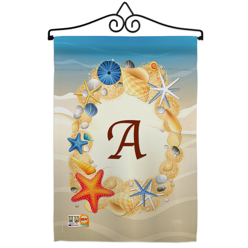 Été de polyester à 2 faces initiale 19 x 13 po. ensemble de drapeaux, A