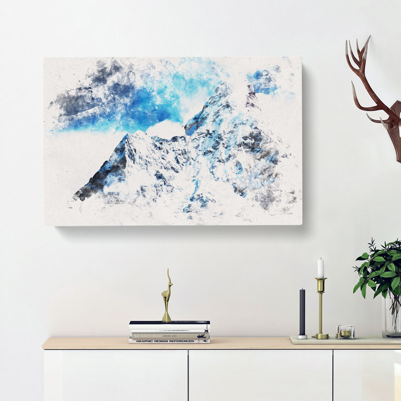 Mount Everest Watercolour - Wrapped Canvas Print, 35cm H x 50cm W x 3cm D