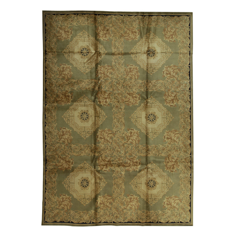 Tapis vert clair noué à la main de haute qualité