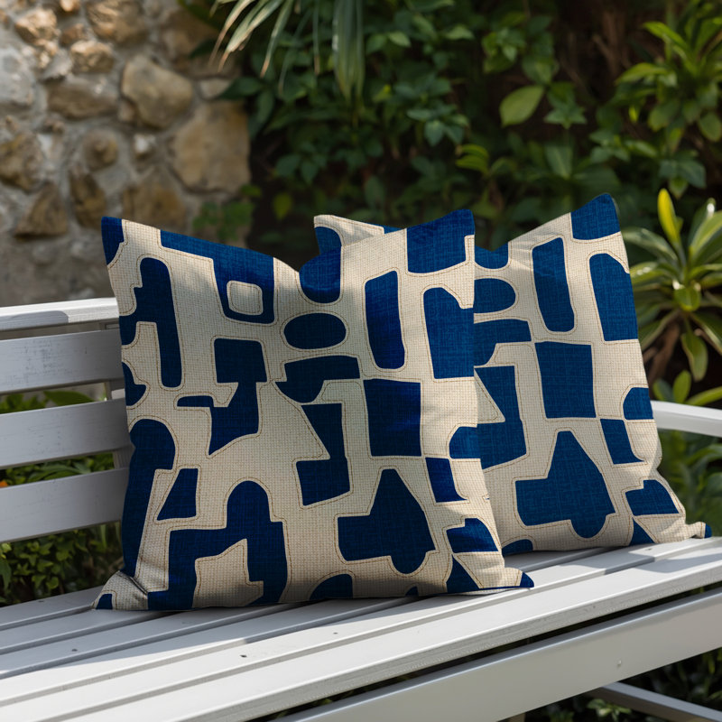 Coussin intérieur / extérieur réversible Jara, Marine, 16x16