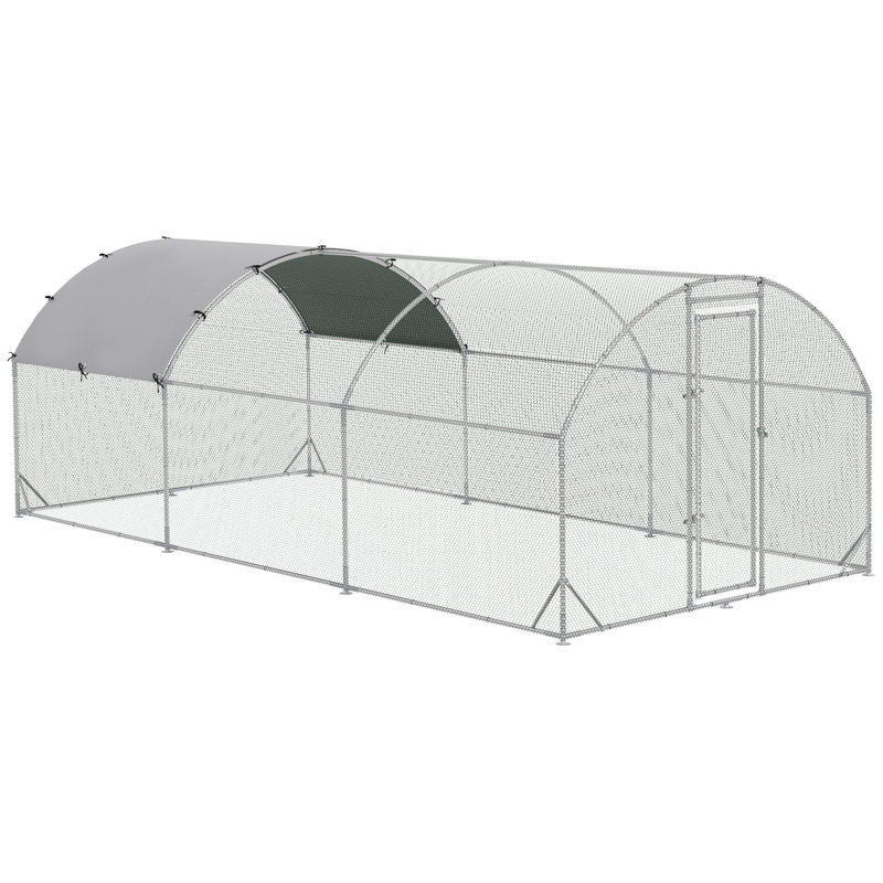 Grand poulailler en métal avec couvercle imperméable et anti-UV Pawhut