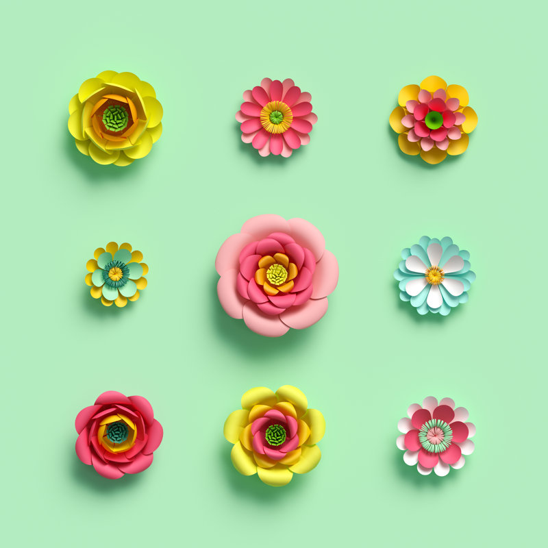 Craft Paper Flowers by Wacomka - Wrapped Canvas Print, 30cm H x 30cm W