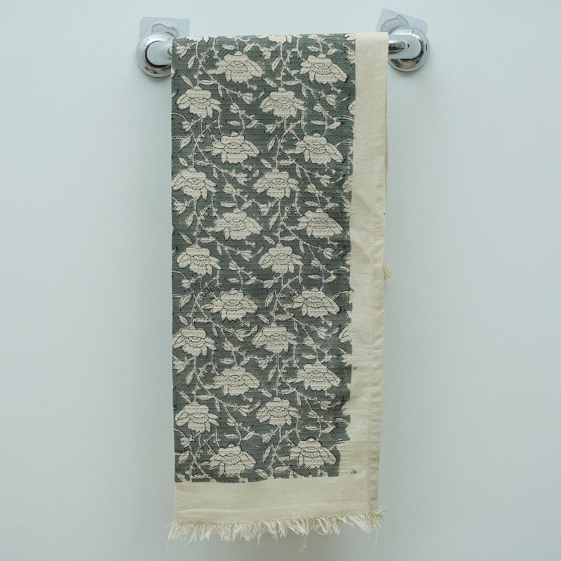 Fabdivine Hand Block Print Cotton Waffle Hand Towels - Perfect Blend of Style & Functionality for Your Bathroom "Dhruv", Gray