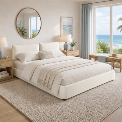 Très grand lit nuage en chenille de style moderne avec tête de lit tapissier amovible
