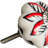 Set of Eight Red And White Floral Ceramic Drawer Pull Knobs