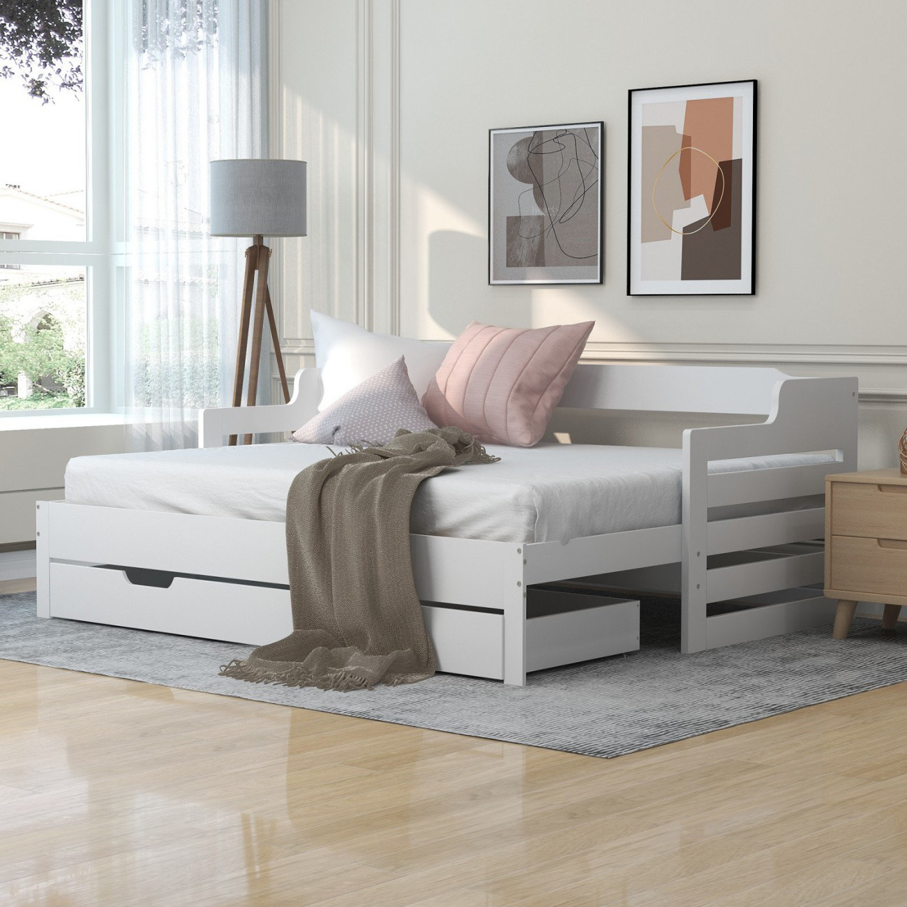 Delby Single Solid Wood Daybed with Trundle
