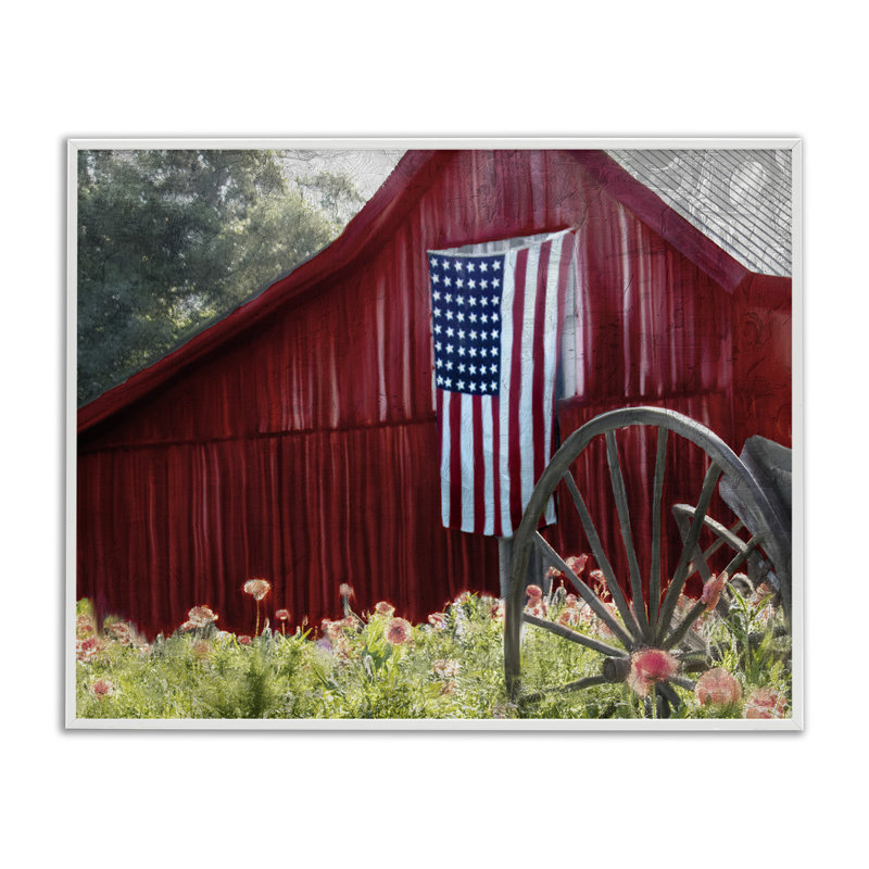 «Country Farm Meadow Americana», estampe numérique par Kim Allen, Estampe numérique encadrée blanc bord de mer