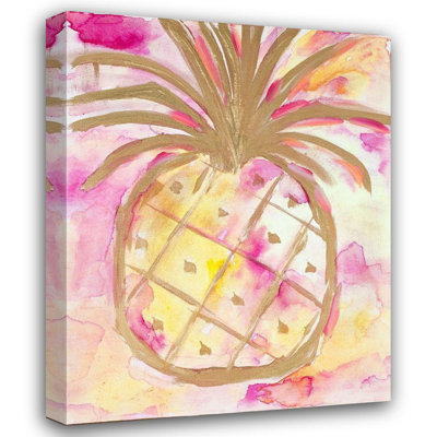 Bay Isle Home™ Hewitt, L. Gallery Wrapped Canvas Art Titled: Pink Gold Pineapple