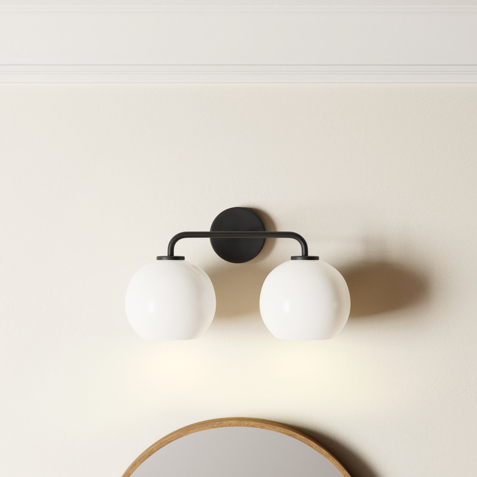 Childerley 2-Light Vanity Light, Midnight Black, White