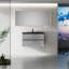 Meuble-lavabo flottant 36 po, gris moderne avec lavabo. Bassin de sable quartz et tiroirs à fermeture en douceur faciles à gérer. 24V12-36Gr Sans effort
