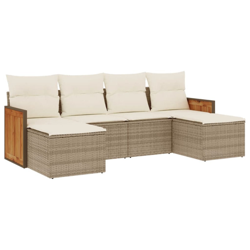 Ensemble de canapé de jardin en rotin PE beige, acier thermolaqué 88,6 à 92,1 po Vidaxl