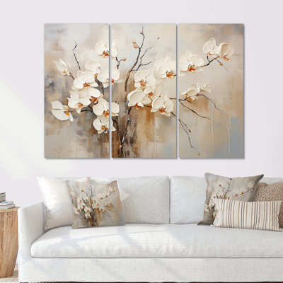 «Beige Orchid Blooming - Orchids», ensemble de reproduction d'art mural