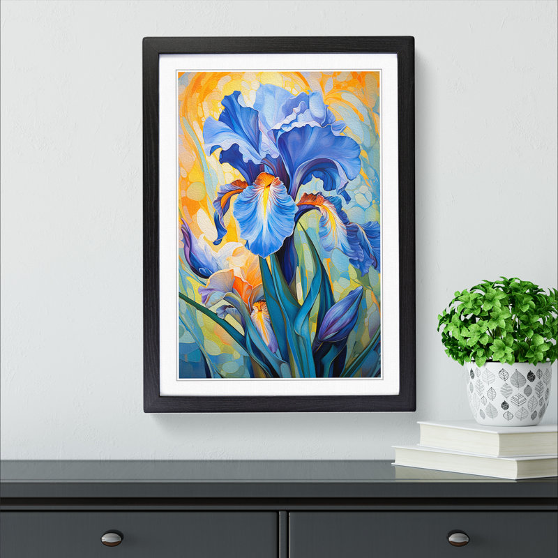 Iris Flower Dadaism No.2 - Single Picture Frame Print on Wood, Black Framed, 34cm H x 25cm W x 2cm D