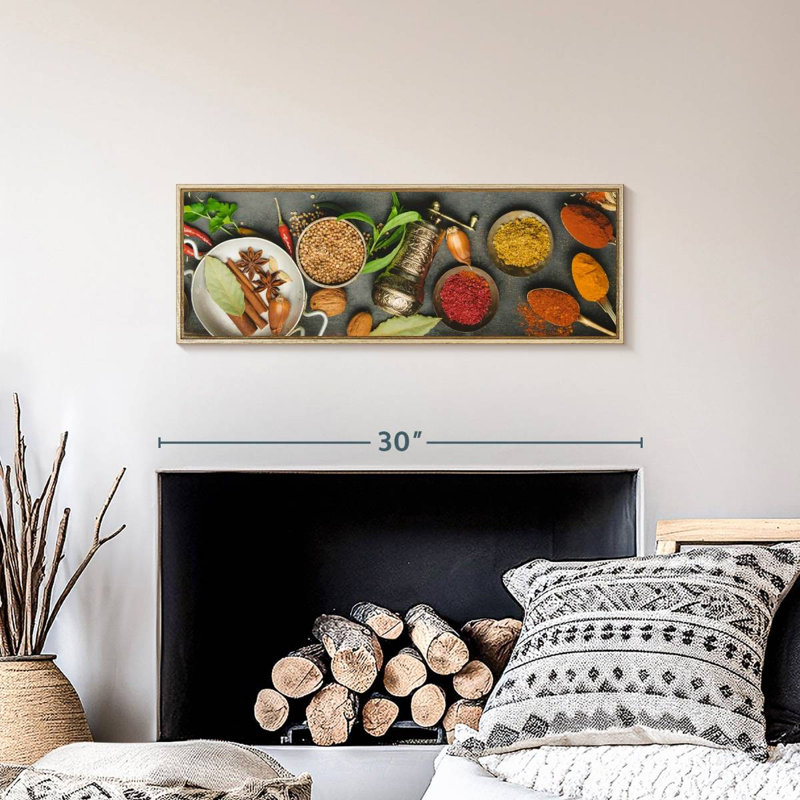 Fines herbes et épices, Cadre flottant en bois naturel, 28 po x 10 po