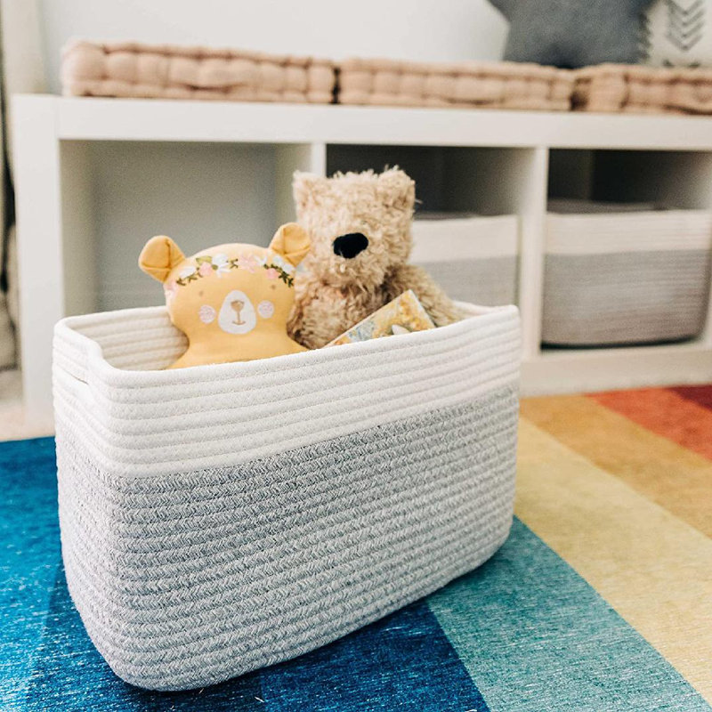 Panier en tissu, Gris / blanc cassé