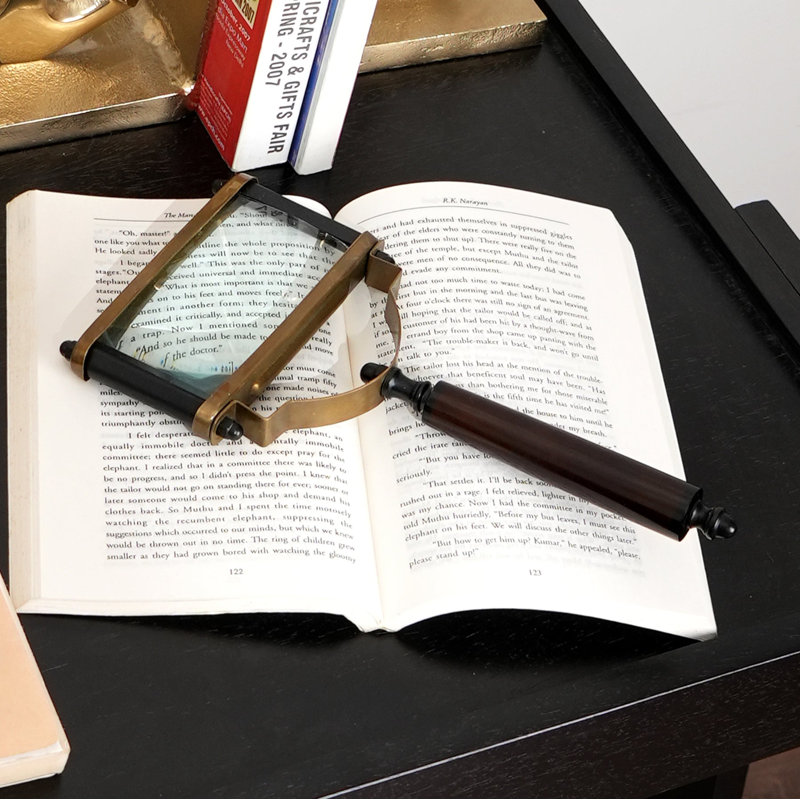 Vintage Rectangular Magnifying Glass with Metal Frame - Black