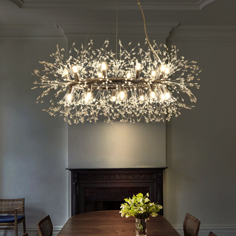 Lustre spoutnik en cristal Geetika Firework, H 15,7 po x l 39,4 po x P 39,4 po, Chrome
