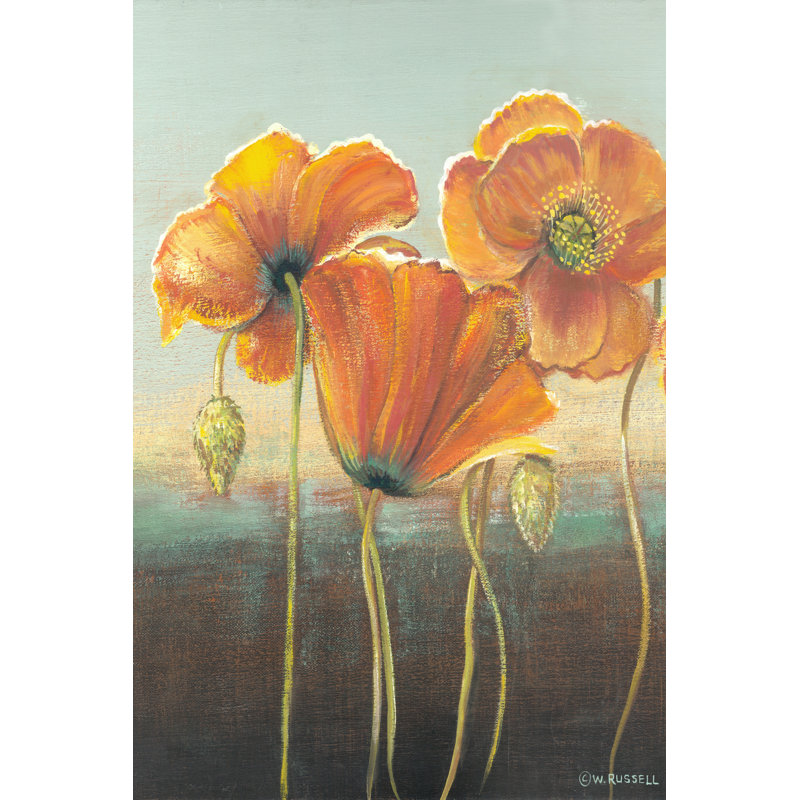 Poppy Tops I by Wendy Russell - Wrapped Canvas Painting, 46cm H x 30cm W x 3.8cm D
