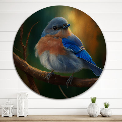Magnifique oiseau bleu vif sur une branche III - animaux, art mural en bois, bois de pin naturel