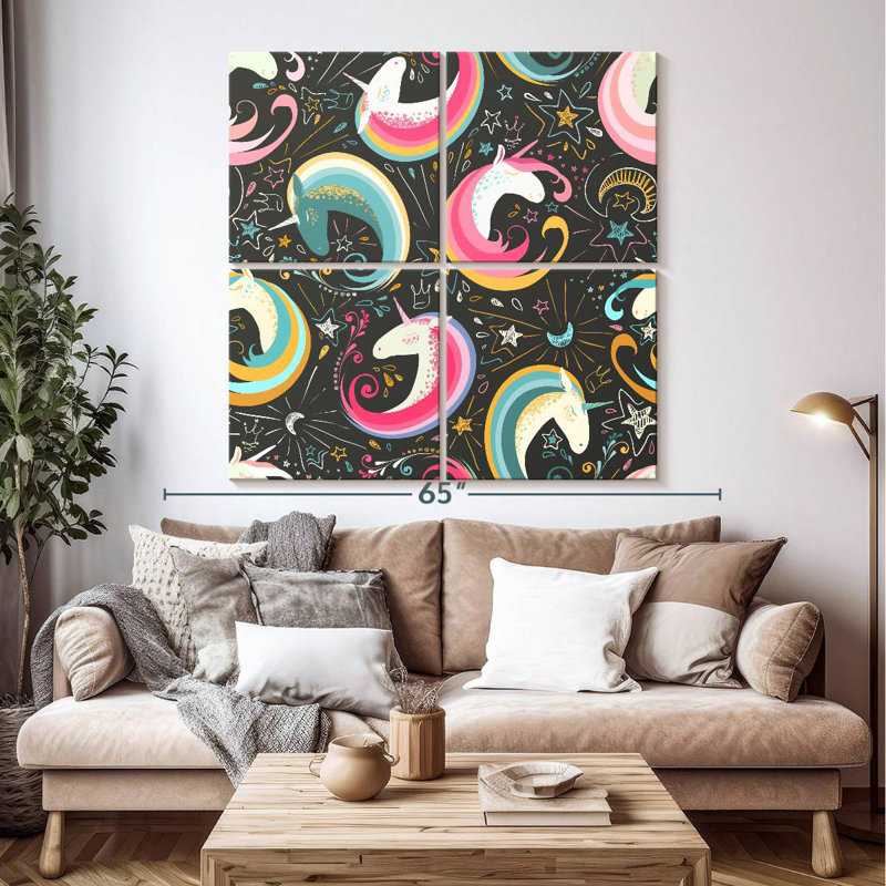 Motif de licorne cosmique, H 50 po x l 50 po