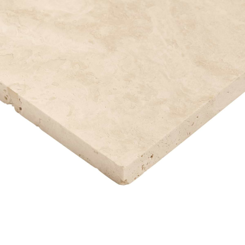 Travertine 6x6 Vein Cut Filled Honed Tile, Ivory Honed
