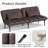 Convertible Futon Sofa Bed With 5-Angle Adjustable Backrest And 2 Pillows, Modern Style Faux Leather Folding Sleeper Couch Tufted Recliner Lounge With Metal Frame And Legs, For Living Room Home Furniture-825380294