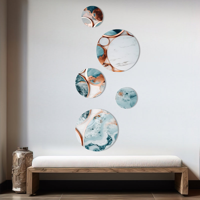 Décoration murale en métal Ocean Marble Hald Circle Abstract II